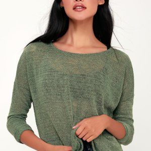 Lulu's Harbour Bay Olive Green Knit Sweater
